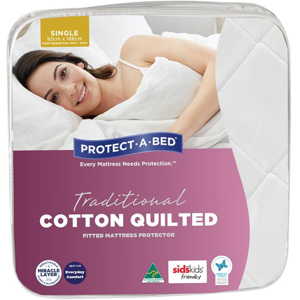 Protect-A-Bed Traditional Cotton Quilted Fitted Mattress Protector